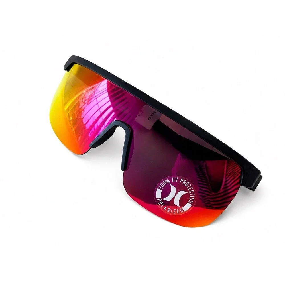NWT Hurley Cardrona Wrap Shield Sunglasses Matte Black Gradient Mirror Lens New